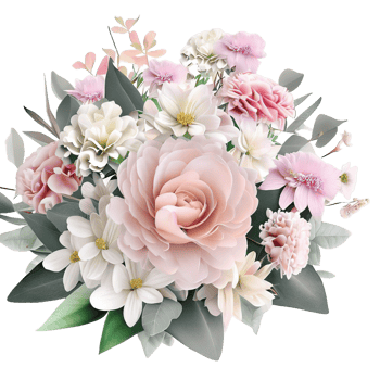 AI generated Beautiful bouquet of flowers isolated flowers illustration.gift box Birthday, Wedding, Mother's Day, Valentine's day, Women's Day flowers and leaves for invitation png