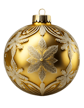 AI generated Gold bauble with ornament. png
