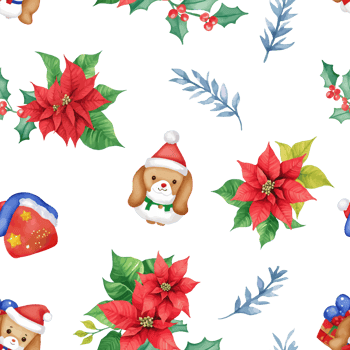 Cute watercolor christmas seamless pattern background png