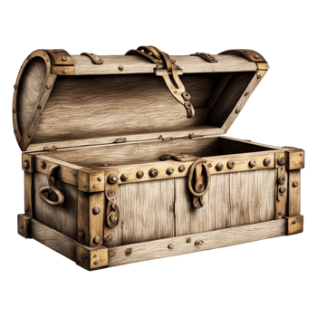 AI generated Empty Vintage Treasure Chest Isolated on Transparent Background png