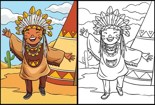 Happy Native American Indian Girl Illustration vector