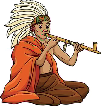 Native American Indian with a Calumet Clipart vector