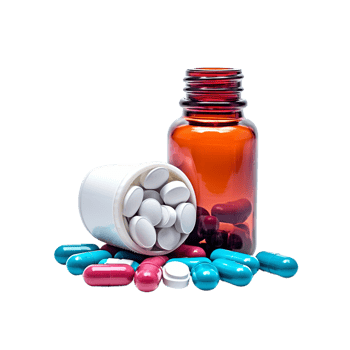 AI generated bottle of pills on transparent background PNG image