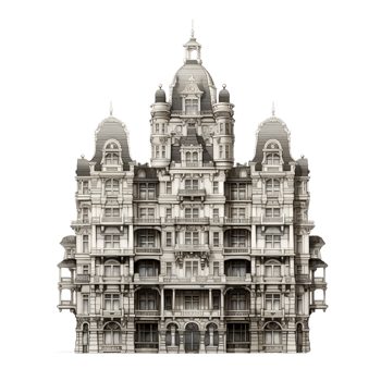 AI generated old building on transparent background PNG image