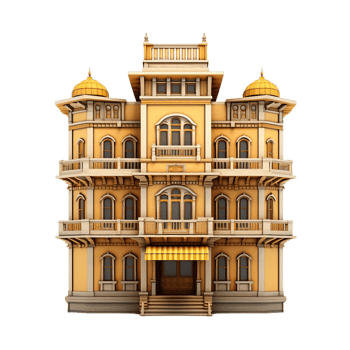 AI generated old building on transparent background PNG image