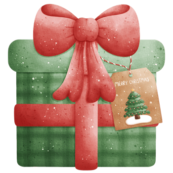 Watercolor Christmas Gift Box Illustration png