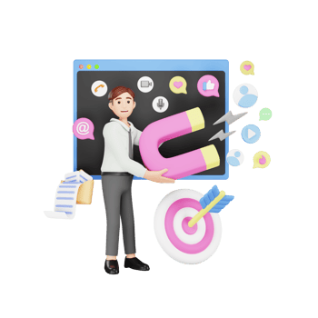 Inbound Marketing Strategy - 3D Character Illustration for Digital Advertising png