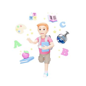 Back to School 3D Character - Joyful Learning Illustration png