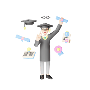 3D Character Illustration of Graduate Student with Diploma - Graduation Concept png