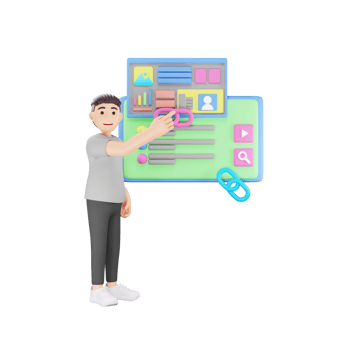 Link Building Strategy in 3D Character Illustration - SEO Concept for Online Promotion png