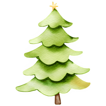 AI generated Christmas tree watercolor clipart png