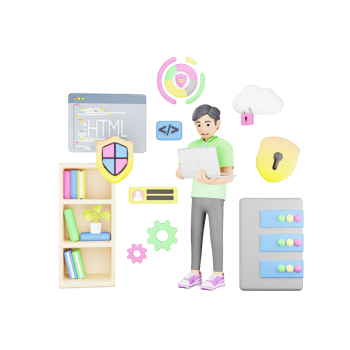Cyber Security Developer 3D Character Illustration - Protecting Code and Data png