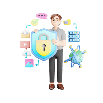 Global Data Security 3D Character Illustration - Safeguarding Your Digital World png