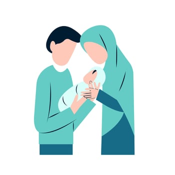 Muslim Parents With Newborn Baby vector
