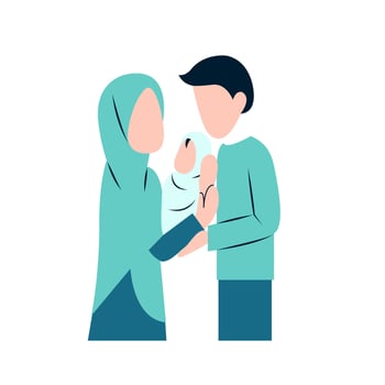 Muslim Parents With Newborn Baby vector