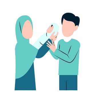 Muslim Parents With Newborn Baby vector