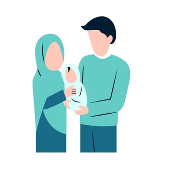 Muslim Parents With Newborn Baby vector