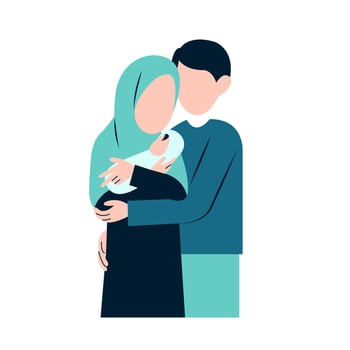 Muslim Parents With Newborn Baby vector