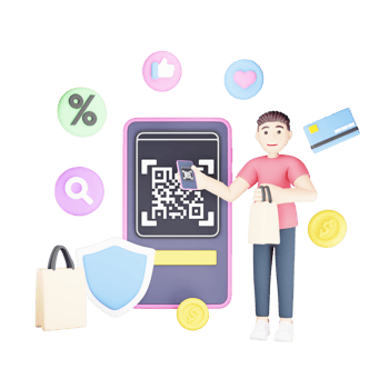 Cashless Payment Technology for Secure Digital Transactions - 3D Character Illustration png