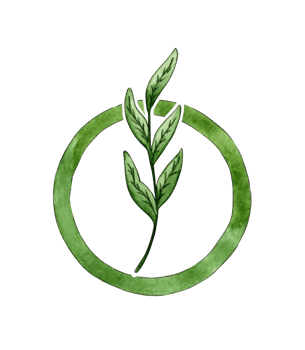 Watercolor illustration logo design sprout in green circle, herbal green tea, natural medicine, sprout with green leaves, recycling concept, reuse. Isolated png