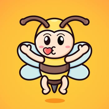 Cute cartoon bee wants to cuddle and kiss vector