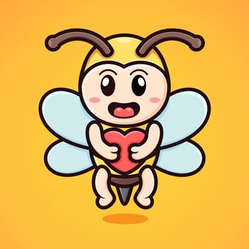 cute cartoon bee hugging love vector