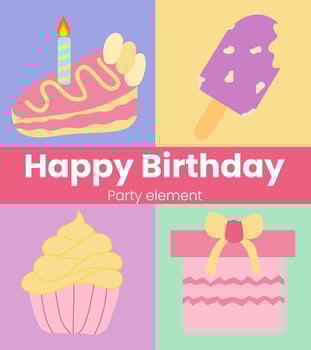 happy birthday element vector illustration