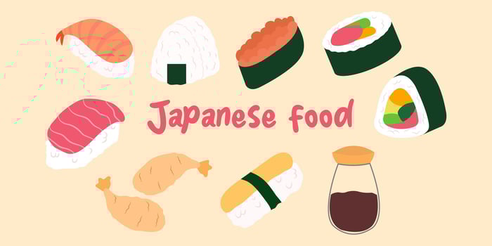 set of Japanese sushi vector illustration