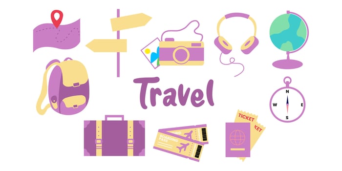collection of travel vector illustration