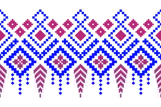 Indigo navy blue geometric traditional ethnic pattern Ikat seamless pattern border abstract design for fabric print cloth dress carpet curtains and sarong Aztec African Indian Indonesian vector