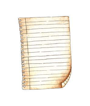 Watercolor illustration of a lined notebook sheet. Blank notepad sheet. Simple lined paper page clipart. Back to school. Isolated . Drawn by hand. png