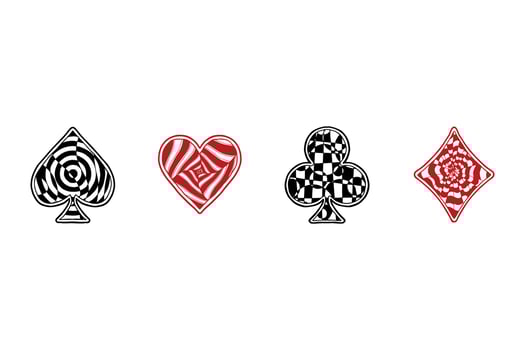 Set of Vintage Poker Card Symbols. Vector illustration on white background