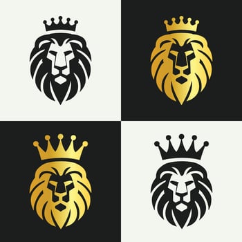 Lion king crown black lion logo minimal logo royal king vector