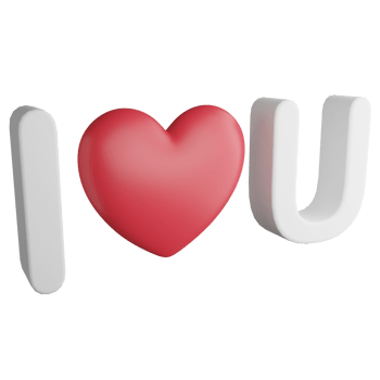 I love you sign clipart flat design icon isolated on transparent background, 3D render Valentine concept png