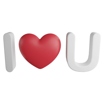 I love you sign clipart flat design icon isolated on transparent background, 3D render Valentine concept png