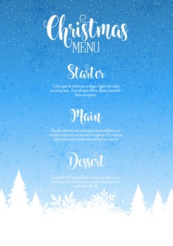 snowy tree landscape Christmas menu design vector