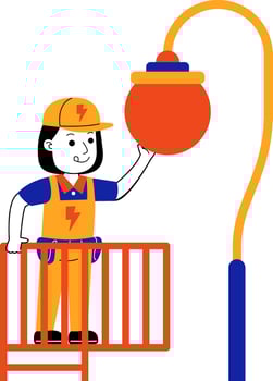young woman electrician vector illustration