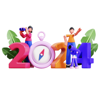 3D Character New Year Couple Illustration png