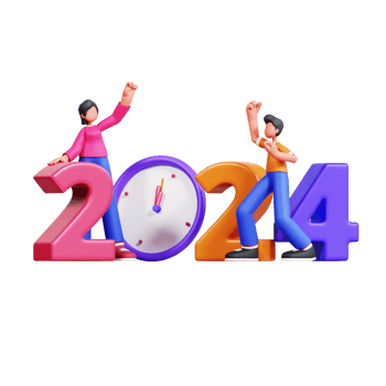 3D Character New Year Couple Illustration png