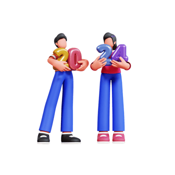 3D Character New Year Couple Illustration png