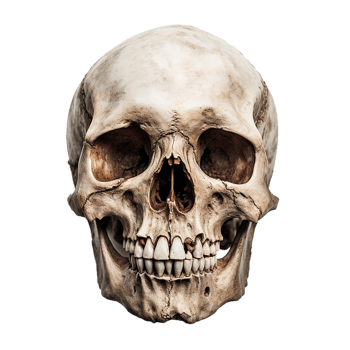 AI generated human skull on transparent background PNG image