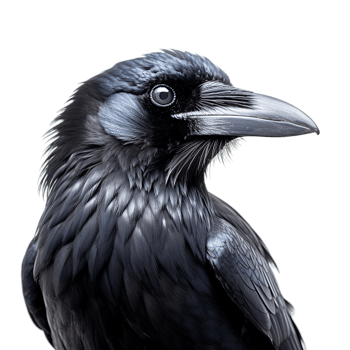 AI generated close up of a black crow on transparent background PNG image