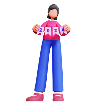 3D Character New Year Female Illustration png