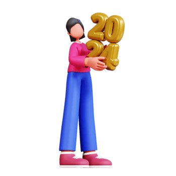 3D Character New Year Female Illustration png
