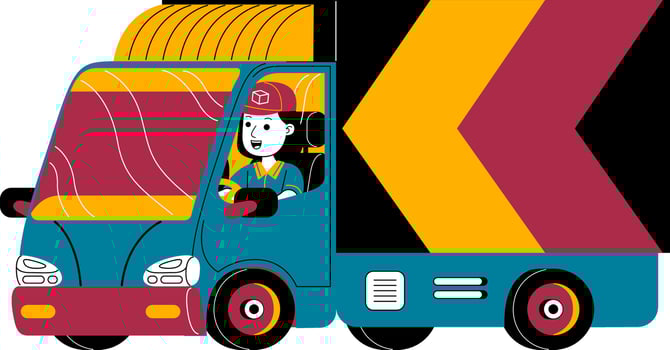 young woman courier vector illustratio