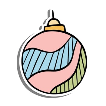 Wave Line Christmas Ball with Yellow, Pink, Blue and Green Colors. Vector illustration about Winter Holiday.