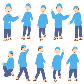 various male Muslim characters vector