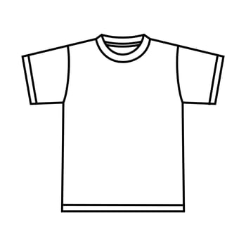 Blank White T-Shirt Icon Symbol. Short sleeve t shirt technical drawing fashion flat sketch vector illustration template front and back views