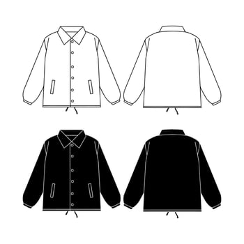 Template coach jacket vector illustration flat design outline clothing