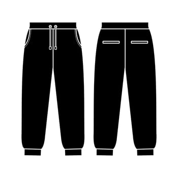 Loose fit joggers. Sweat jogger pants with an elasticated drawstring waist in a relaxed style. Men's casual wear. Vector technical sketch. Mockup template.